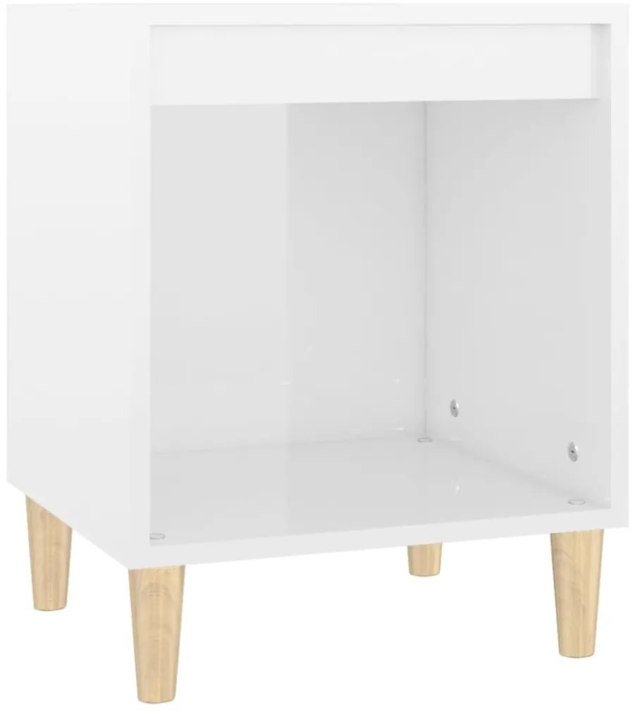 vidaXL Κομοδίνο Γυαλ. Λευκό 40 x 35 x 50 εκ. από Επεξεργασμένο Ξύλο