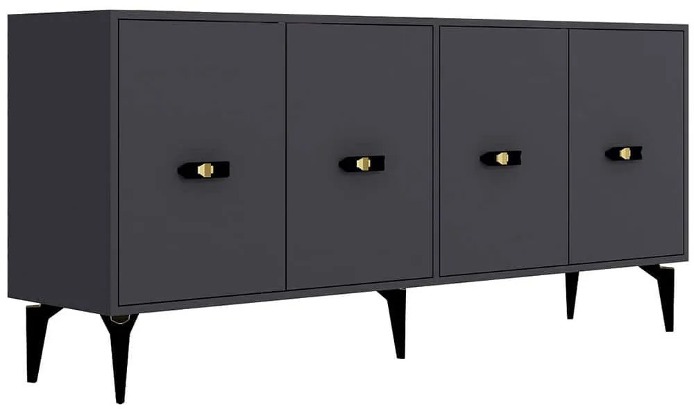 Μπουφές Fly 475OLV2362 180x35x82,6cm Anthracite Μοριοσανίδα, Μελαμίνη