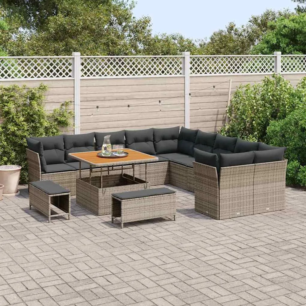 vidaXL Σετ Καναπέ Κήπου 13 pcs Γκρι συνθετικό ρατάν
