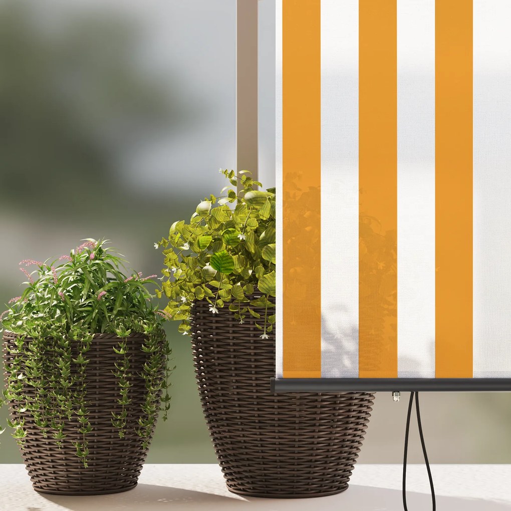 vidaXL Εξωτερικό ρολό Striped Πορτοκαλί και λευκό 220 x 250 cm ύφασμα