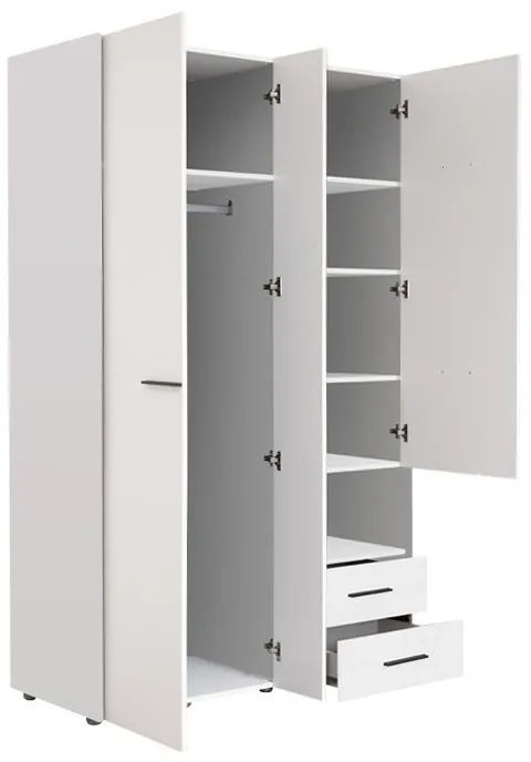 Ντουλάπα Leon με Καθρέφτη 3K2FO Λευκό 127.5x55x205.5 εκ. 127.5x55x205.5 εκ.