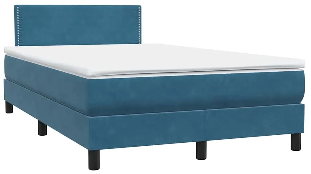 vidaXL Κρεβάτι Boxspring με Στρώμα Σκούρο Μπλε 120x210 εκ. Βελούδινο