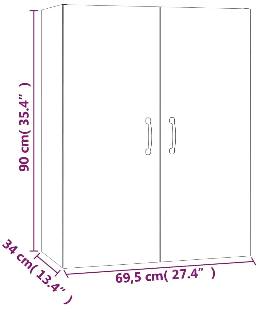 Ντουλάπι Κρεμαστό Καφέ δρυς 69,5x34x90 εκ. Επεξεργασμένο Ξύλο - Καφέ