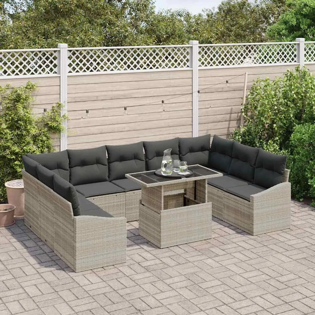 vidaXL Σετ Καναπέ Κήπου 10 pcs Μπεζ, Σκούρο Γκρι 100 x 55 x 73 εκ