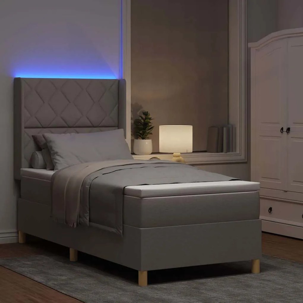 vidaXL Κρεβάτι με ελατήρια με στρώμα Taupe 100 x 200 cm ύφασμα