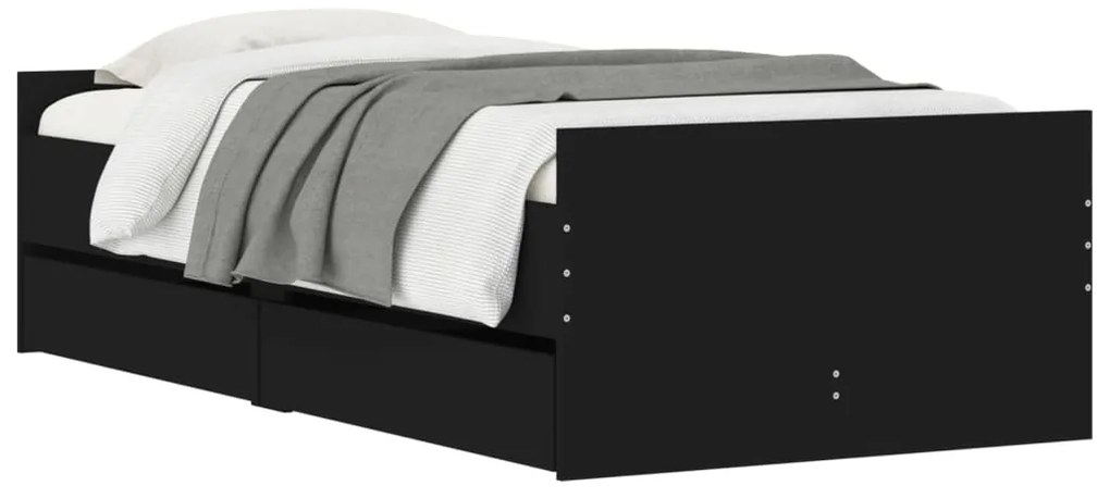 vidaXL Πλαίσιο Κρεβατιού με Συρτάρια Μαύρο 90x200 εκ