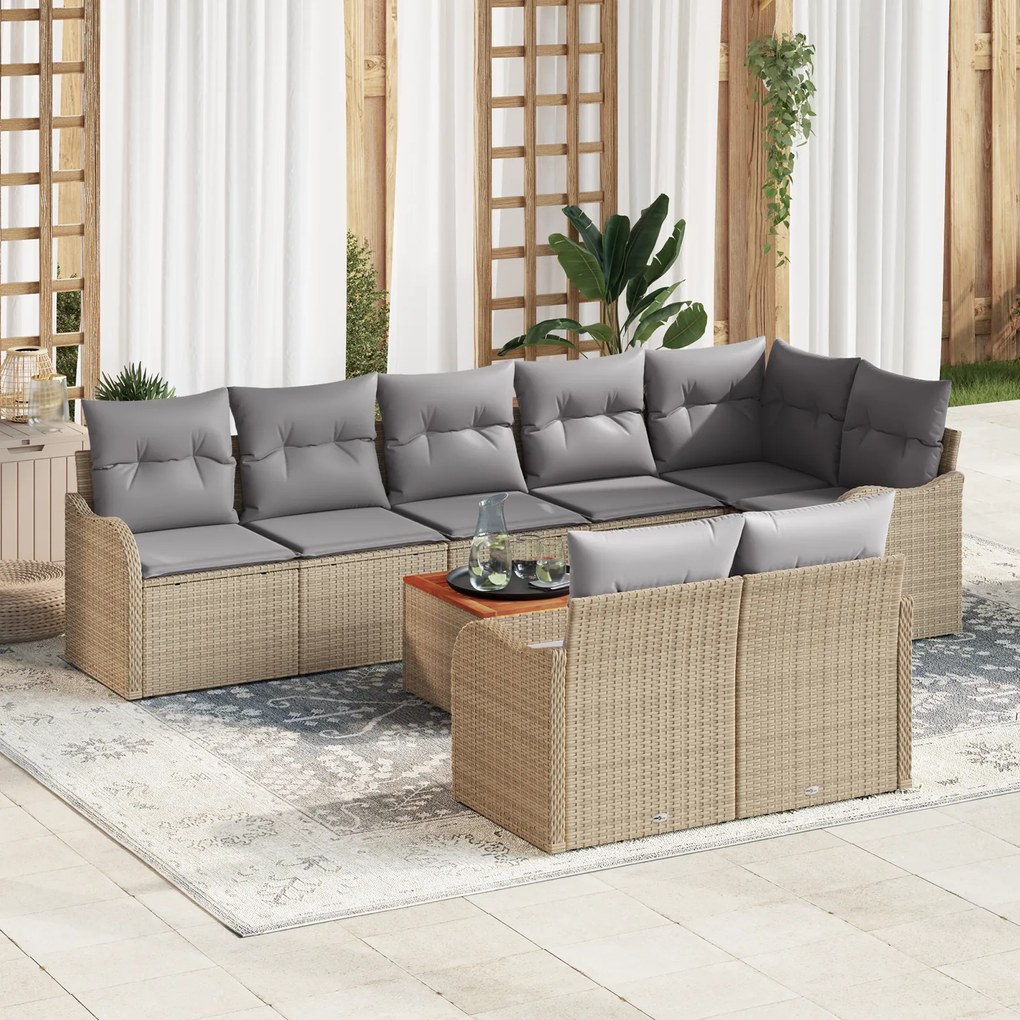 vidaXL Σετ Καναπέ Κήπου 9 pcs Beige, λευκό Μεσαίος-Μεγάλος