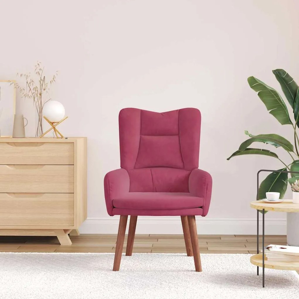 vidaXL Χαλαρωτική Πολυθρόνα Μπορντό 63 x 67 x 94 εκ. Βελούδο