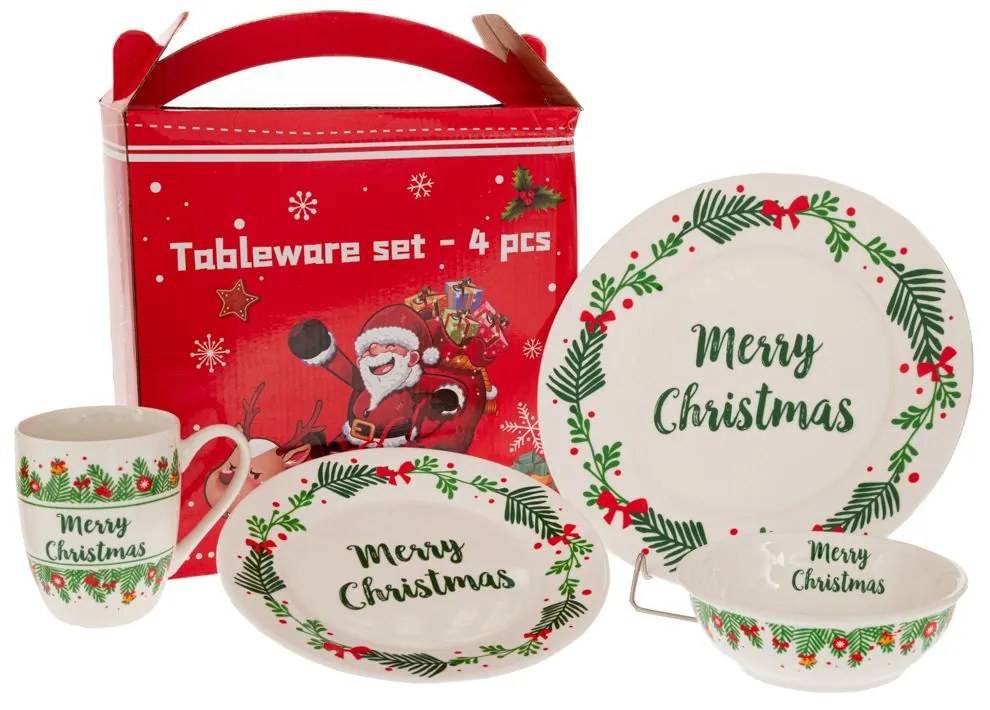 ΚΕΡΑΜΙΚΟ ΣΕΡΒΙΤΣΙΟ MERRY CHRISTMAS ΣΕΤ/4