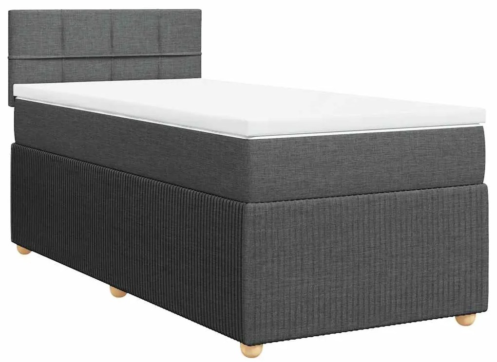 vidaXL Κρεβάτι Boxspring με Στρώμα Σκούρο Γκρι 90x200 εκ. Υφασμάτινο