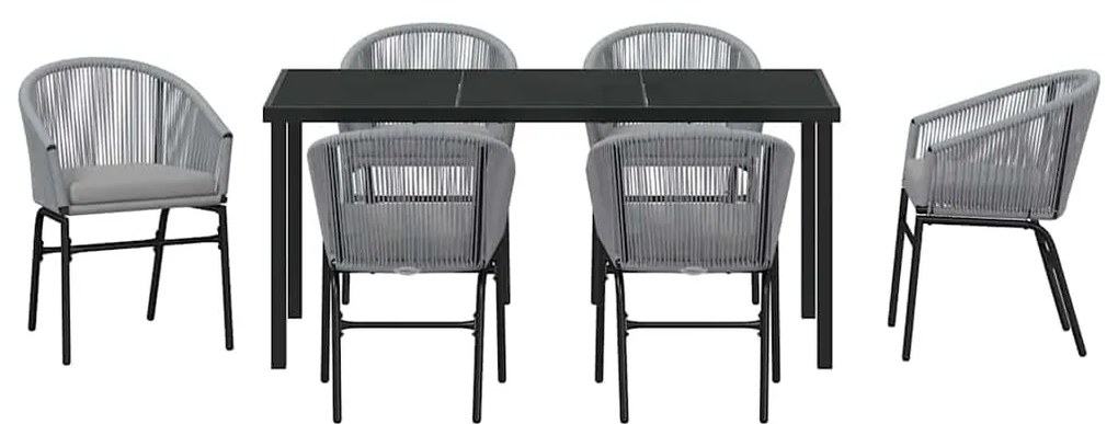 vidaXL Σέτ φαγητού για κήπο 7 pcs Ανθρακί Χάλυβας με επίστρωση πούδρας