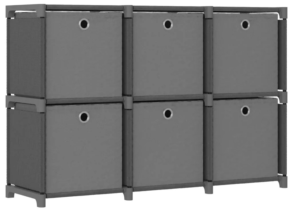 vidaXL Ραφιέρα με 6 Κύβους &amp; Κουτιά Γκρι 103x30x72,5 εκ. Υφασμάτινη