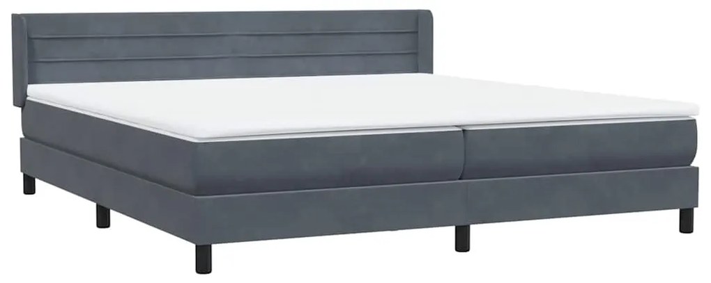 vidaXL Κρεβάτι Boxspring με Στρώμα Σκούρο Γκρι 200x210 εκ. Βελούδινο