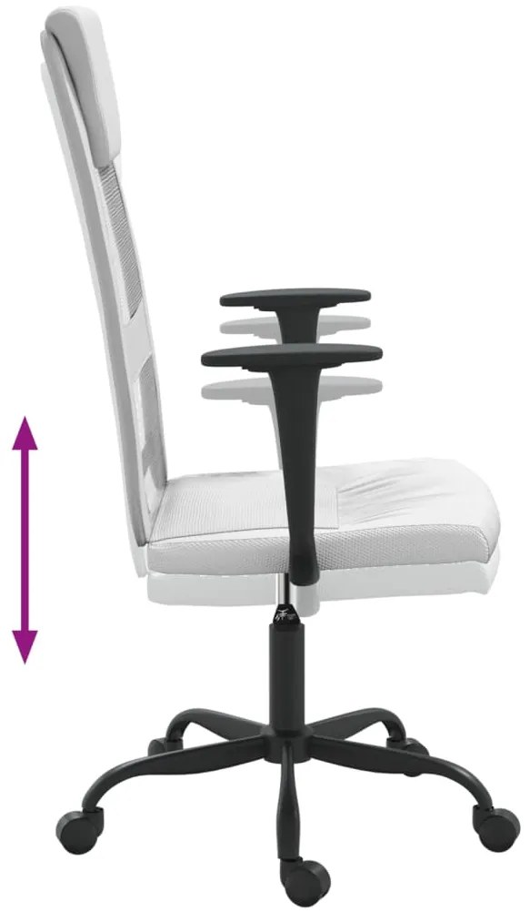 vidaXL Καρέκλα Γραφείου Ρυθμ. Ύψος Λευκή Διχτυωτό Ύφασμα/Συνθ. Δέρμα