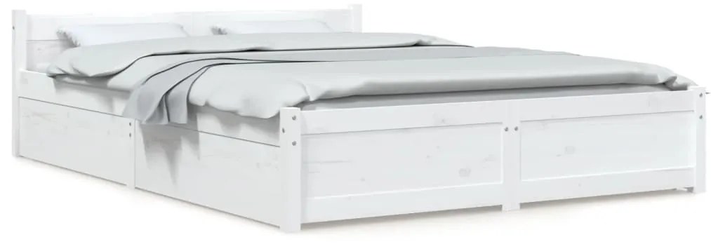 vidaXL Πλαίσιο Κρεβατιού με Συρτάρια Λευκό 160 x 200 εκ.