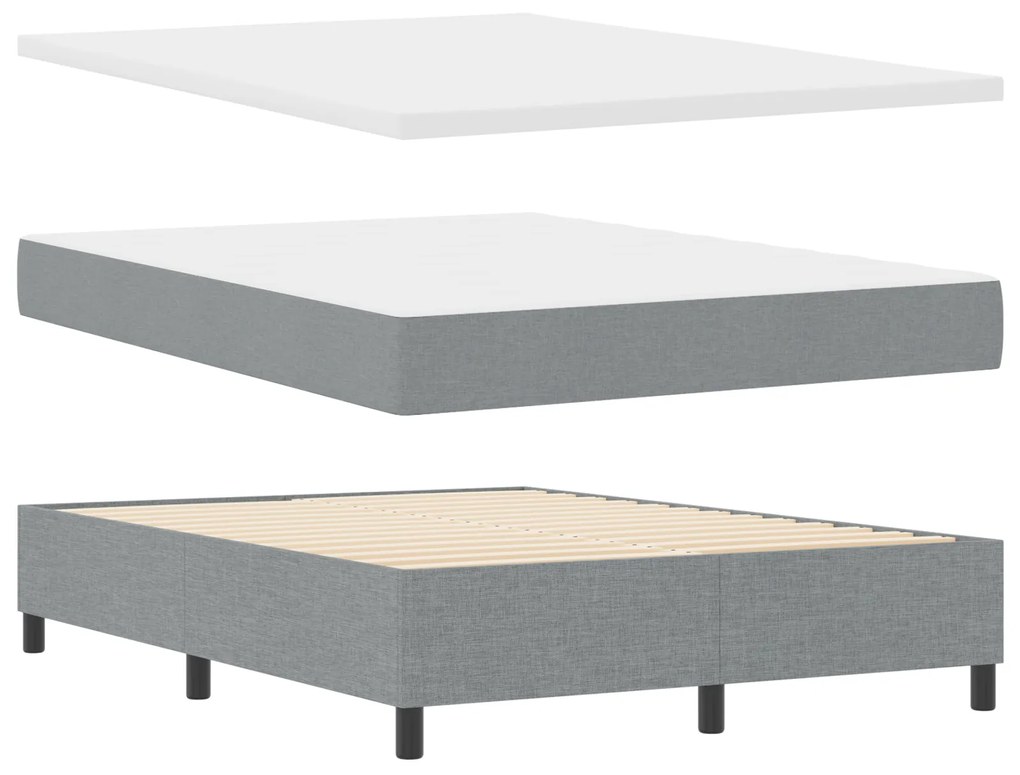 vidaXL Κρεβάτι Box Spring με Στρώμα & LED Φωτισμό Γκρι 160x200 εκ. Ύφασμα