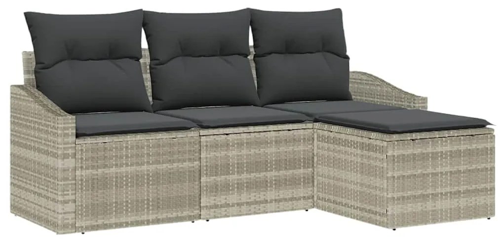 vidaXL Σετ Καναπέ Κήπου 4 pcs Ανοιχτό γκρι Πολυ rattan, βαμμένο ατσάλι