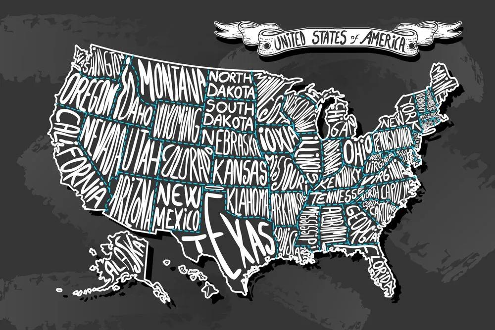 Εικόνα σύγχρονο χάρτη των ΗΠΑ - 60x40