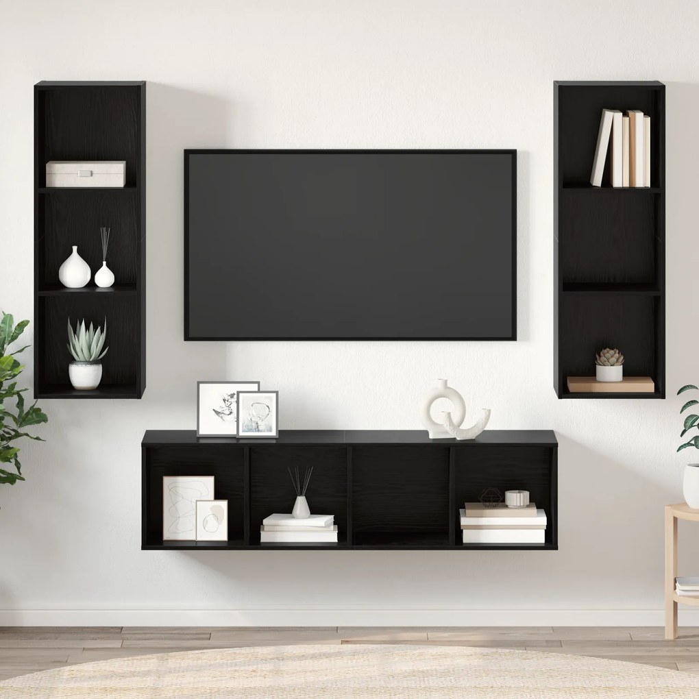 vidaXL Σετ επίπλου τηλεόρασης 3 pcs Μαύρη δρυς 37 x 37 x 142.5 εκ