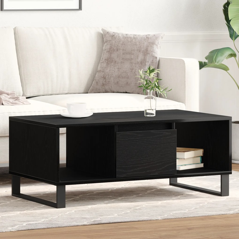 vidaXL Τραπέζι Καφέ Μαύρη Δρυς 90x50x36,5 εκ. Κατασκευασμένο από Ξύλο