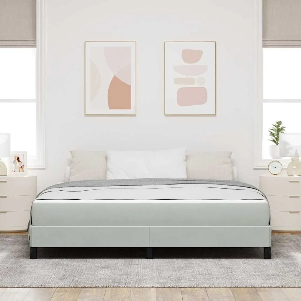 vidaXL Κρεβάτι box spring με στρώμα Ανοιχτό γκρι 180 x 200 cm Βελούδο