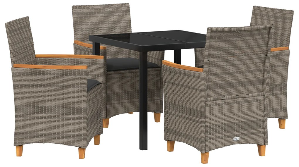 vidaXL Set Εξωτερικών Καταναλωτικών Επίπλων 5 Τεμαχίων με Μαξιλάρια Γκρι Πολυ Ράταν