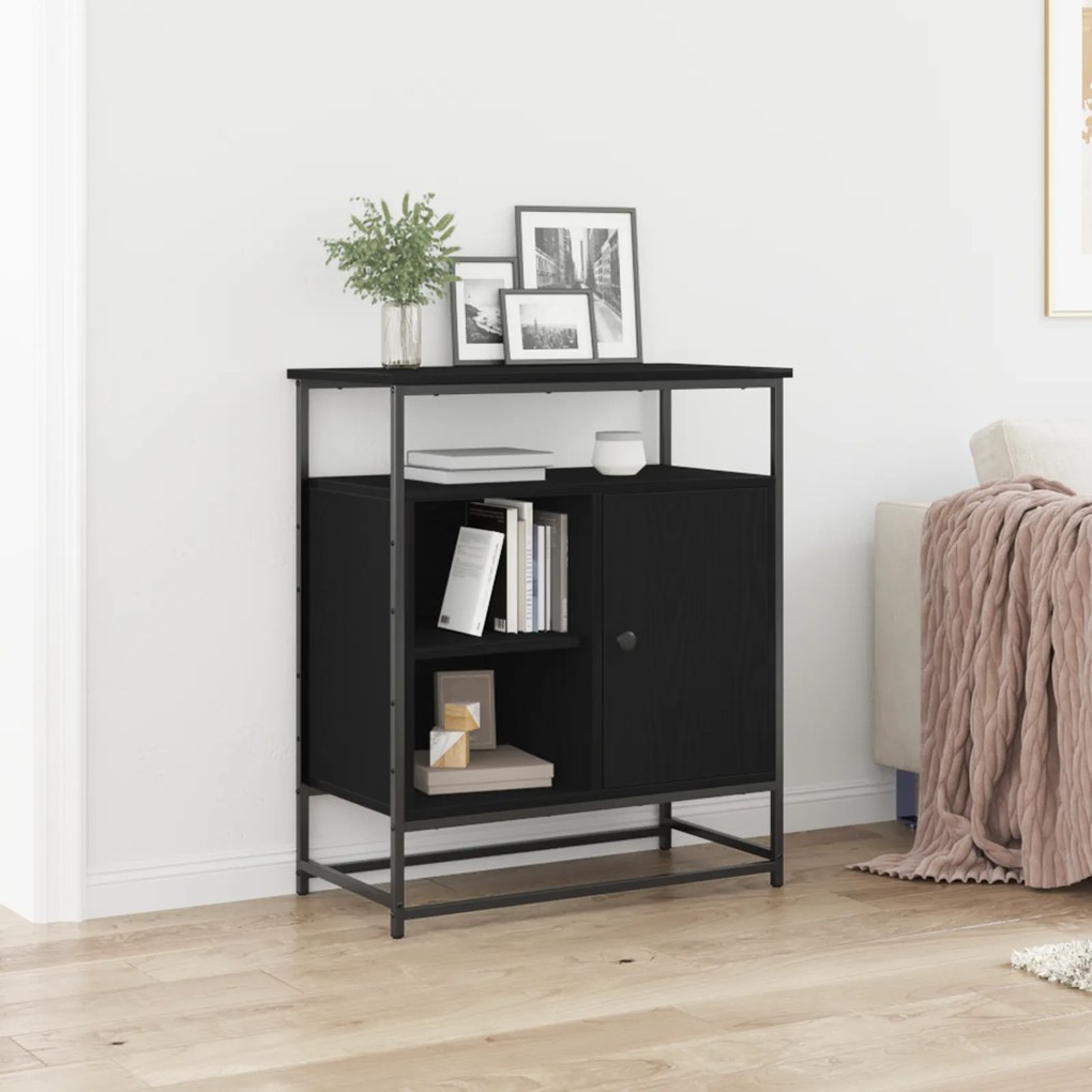 vidaXL Μπουφές Μαύρο Δρυς 69x35x80 εκ. Κατασκευασμένο από Ξύλο και Ατσάλι