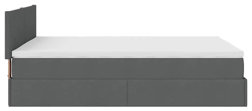 Οθωμανικό κρεβάτι με στρώμα &amp; LEDs Σκούρο γκρι 140x190cm Ύφασμα - Γκρι