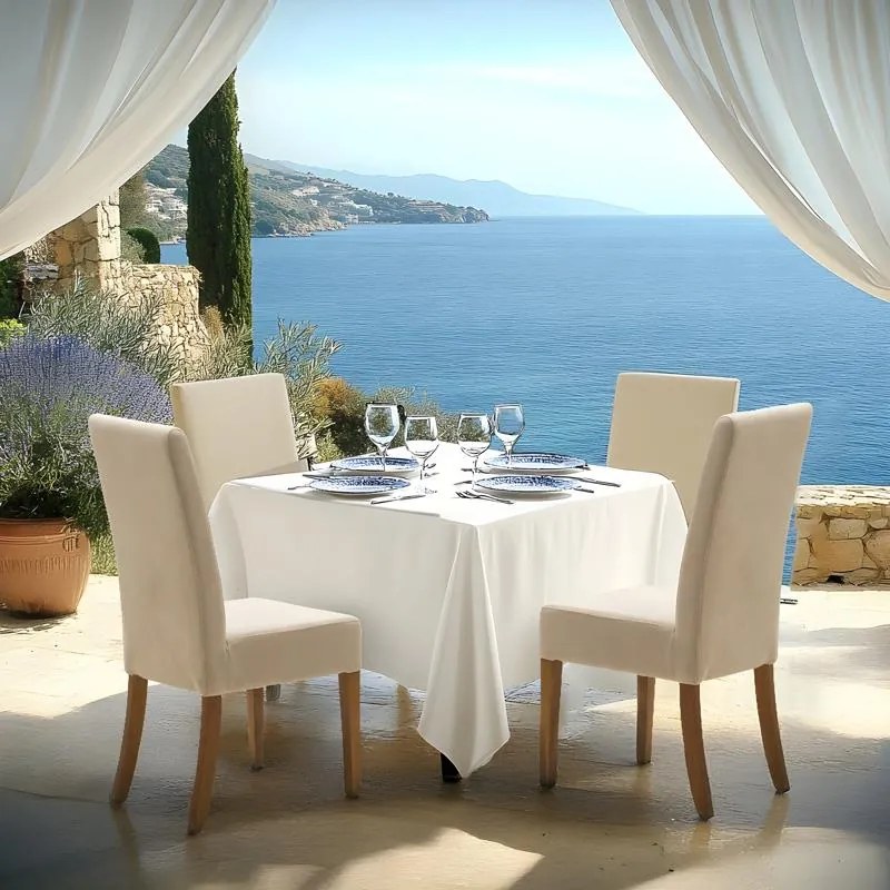 Καρέκλα Ditta ύφασμα εκρού-πόδι μασίφ ξύλο καρυδί 2αδα 45x58x96 εκ.