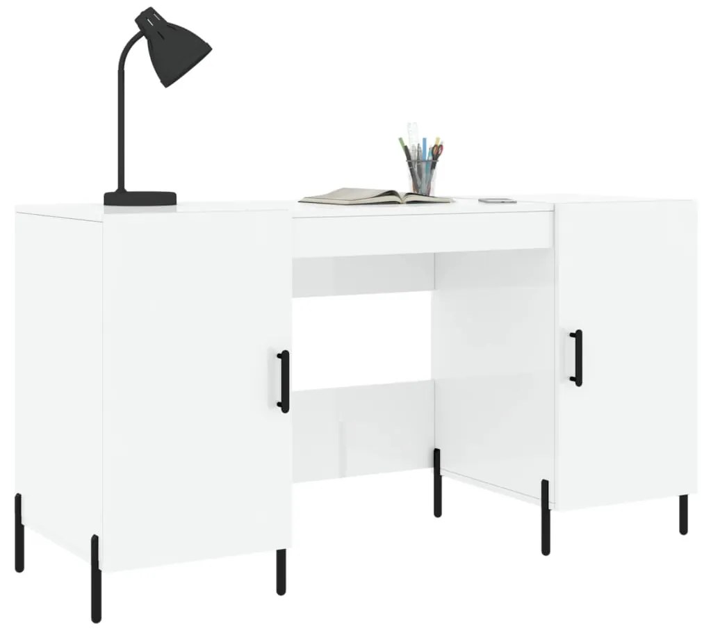 vidaXL Γραφείο Γυαλιστερό Λευκό 140x50x75 εκ. Επεξεργασμένο Ξύλο