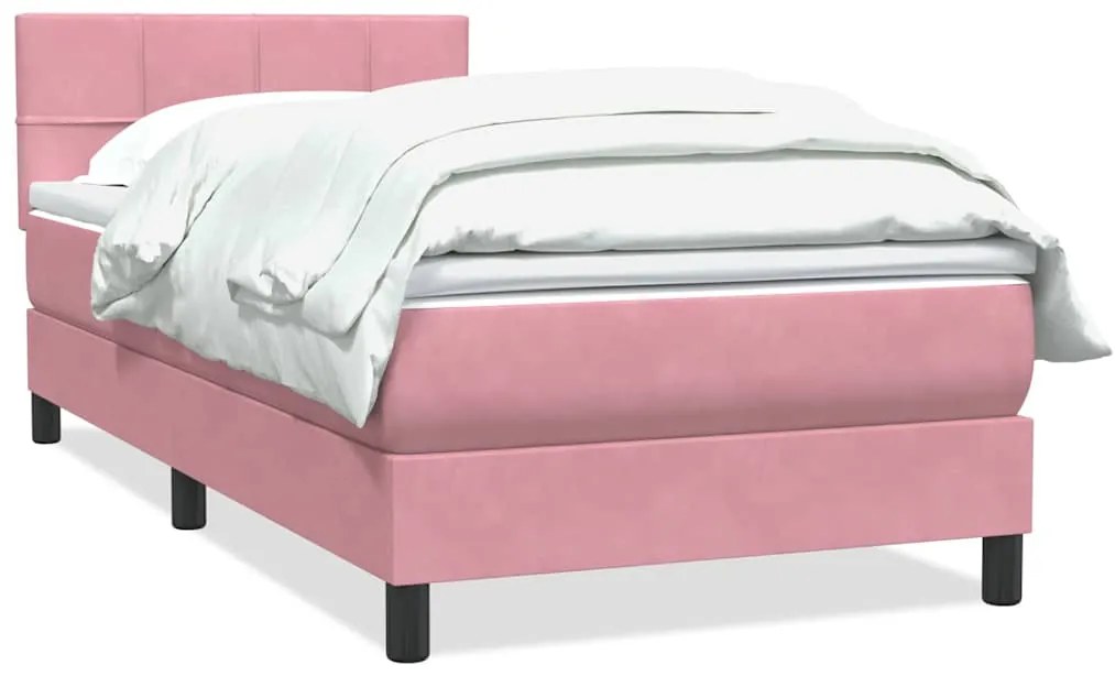 vidaXL Κρεβάτι Boxspring με Στρώμα Ροζ 80x220 εκ. Βελούδινο