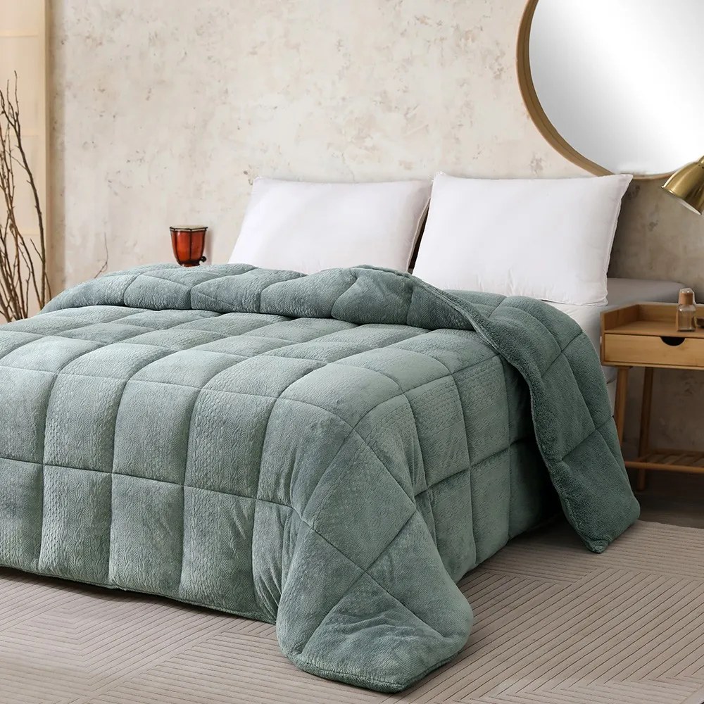 Κουβερτοπάπλωμα Flannel-Sherpa Υπέρδιπλο 220x240εκ. Shelby Aqua Melinen 20001440