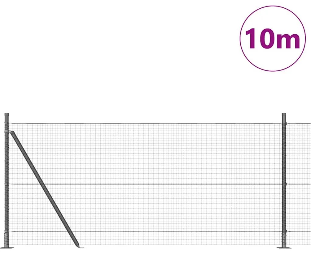 vidaXL Φράχτης με Στήλες. Γκρι 0.8 x 10 m Ατσάλι