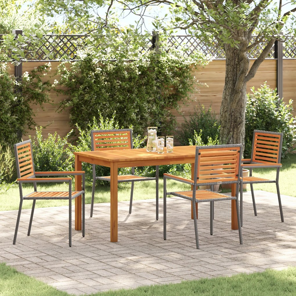 vidaXL Σετ Τραπεζαρίας Κήπου 5 Τεμαχίων 5 pcs Γκρι 140 x 80 x 74 cm