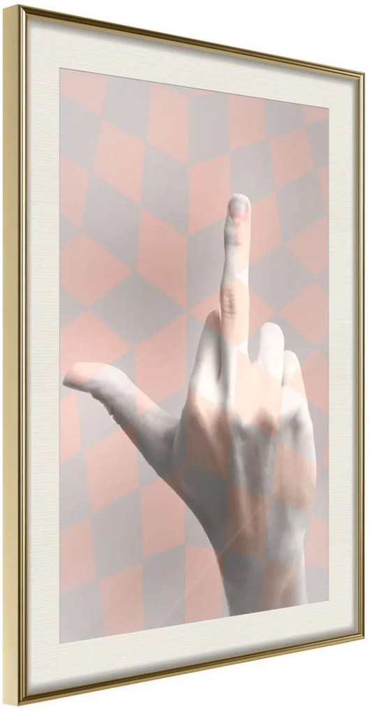 Αφίσα - Middle Finger - 30x45 - Χρυσό - Με πασπαρτού