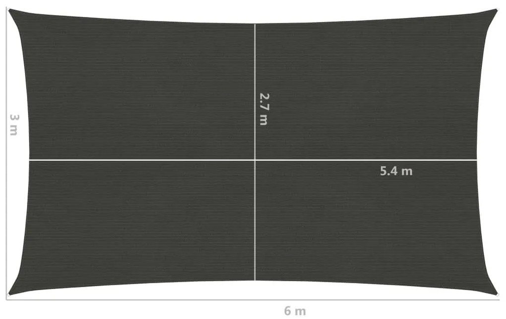 Πανί Σκίασης Ανθρακί 3 x 6 μ. από HDPE 160 γρ./μ² - Ανθρακί