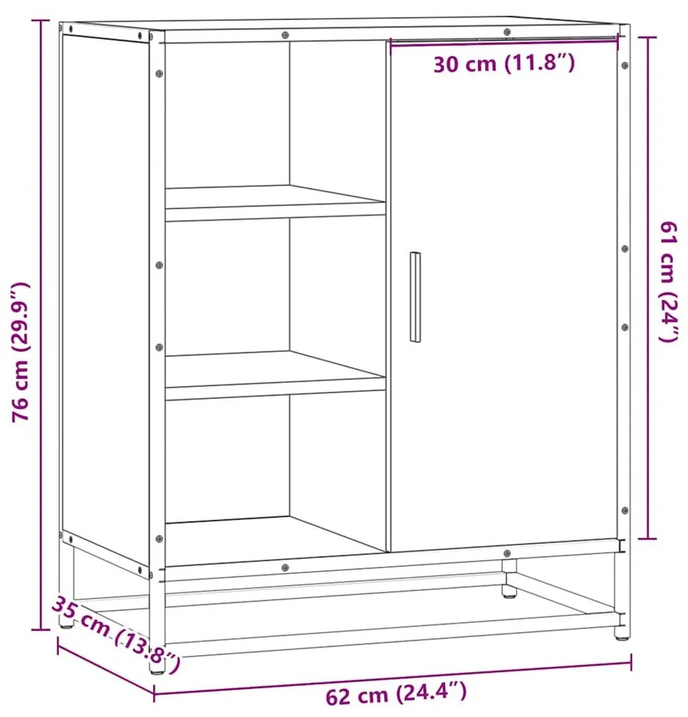 Sideboard καφέ δρυς 62x35x76 cm Ξύλο μηχανής - Καφέ