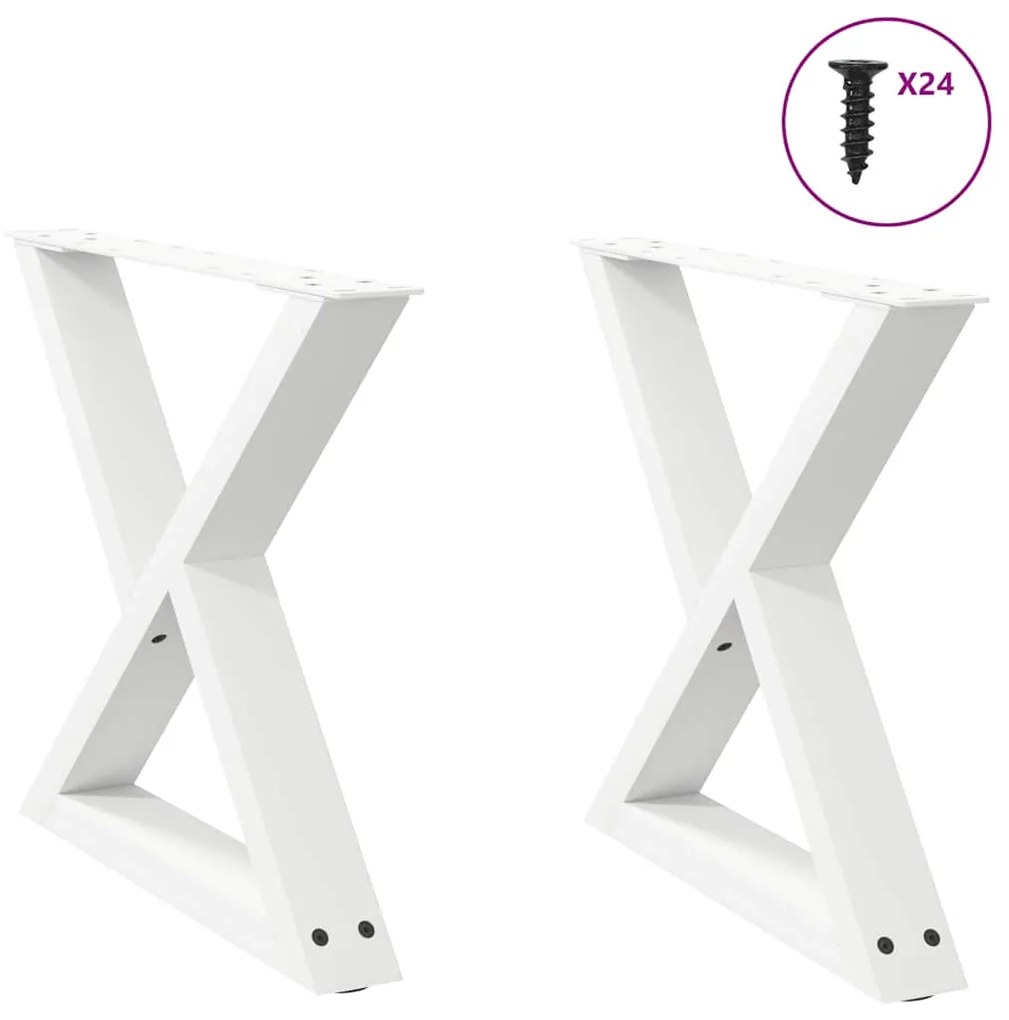 vidaXL Πόδια Τραπεζιού Σαλονιού 2 τεμ. Λευκά 60x(42-43,3) εκ. Ατσάλι