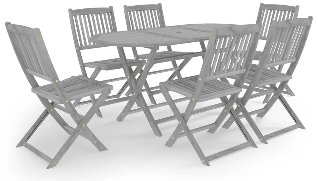 vidaXL Σετ Τραπεζαρίας Κήπου 7 Τεμαχίων Γκρι από Μασίφ Ξύλο Ακακίας