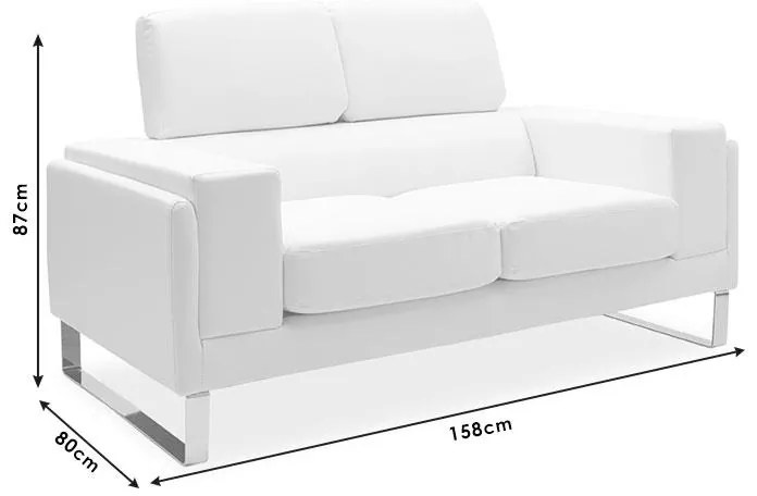 Καναπές Shea 2θέσιος PU ivory-inox 158x80x87εκ