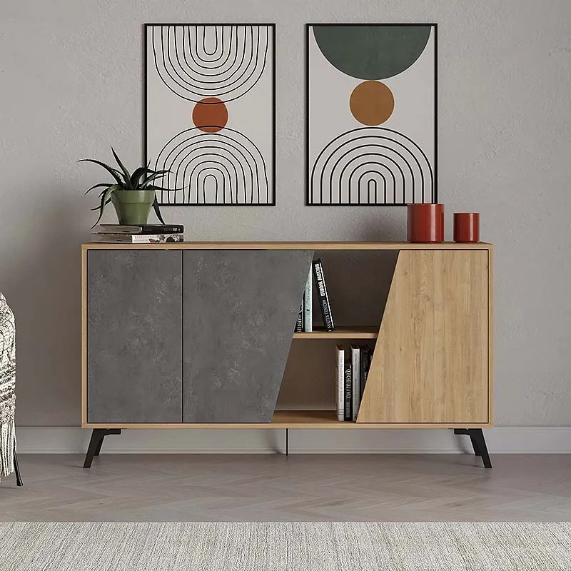 ΜΠΟΥΦΕΣ FIONA MEGAPAP ΧΡΩΜΑ ΦΥΣΙΚΟ ΟΞΙΑΣ - ΓΚΡΙ ΡΕΤΡΟ 150X35,6X82ΕΚ.