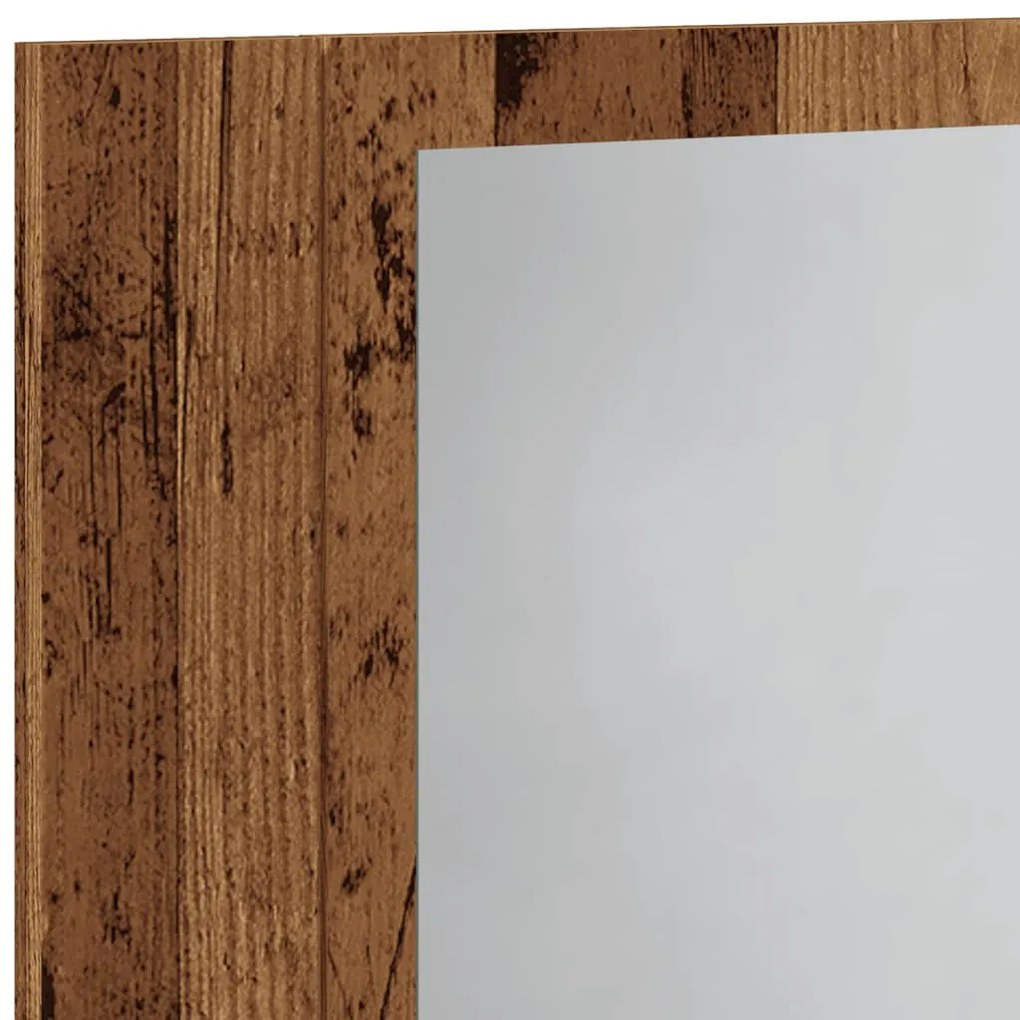 Έπιπλο Καθρέφτη Μπάνιου LED Παλαιό Ξύλο 40x12x45 εκ. Επεξ. Ξύλο - Καφέ