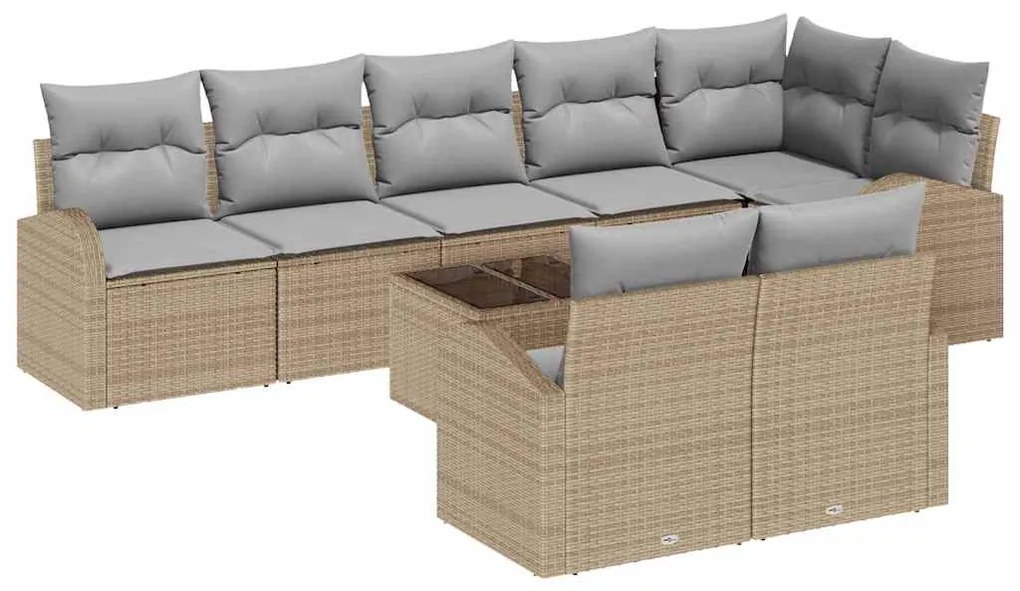 vidaXL Σετ Καναπέ Κήπου 9 pcs Μπεζ 55 x 55 x 37 εκ Πολυ ράταν