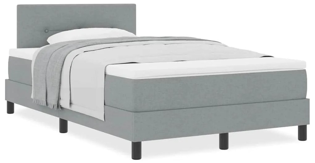 vidaXL Κρεβάτι box spring με στρώμα Ανοιχτό γκρι 120 x 190 cm ύφασμα