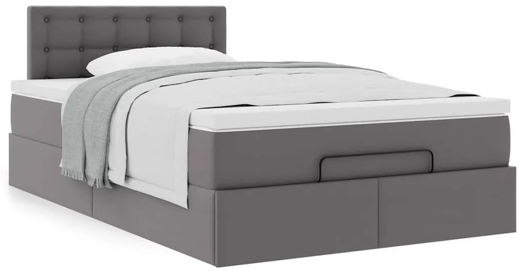 vidaXL Οθωμανικό κρεβάτι με στρώμα Γκρι 120x200cm Faux Leather