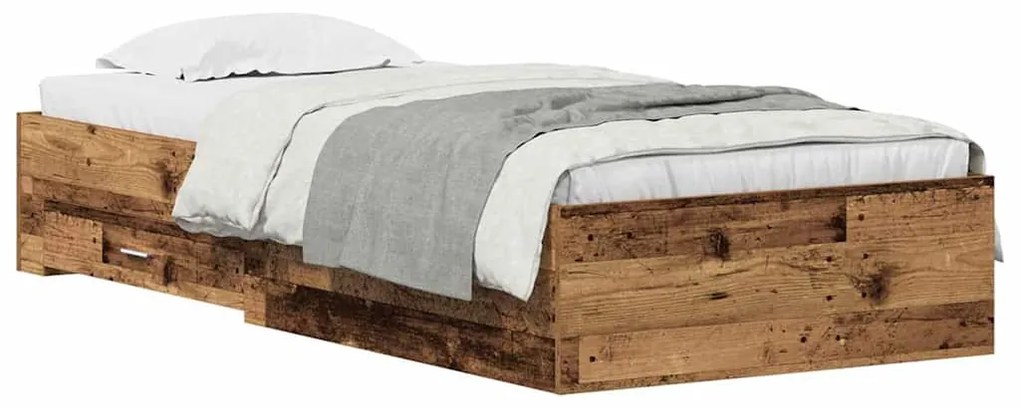 vidaXL Σκελετός Κρεβατιού Παλιό Ξύλο 100 x 200 cm Επεξεργασμένο ξύλο