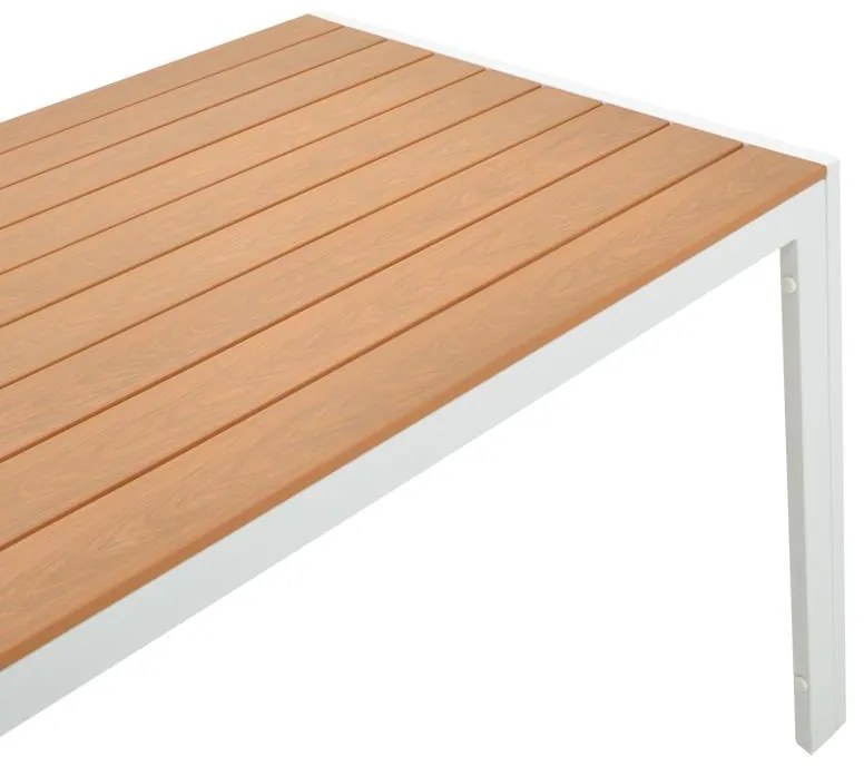 Τραπεζαρία Mabu-Nares σετ 7τεμ λευκό αλουμίνιο και plywood σε φυσικό χρώμα 180x90x72.5εκ 180x90x72.5 εκ.
