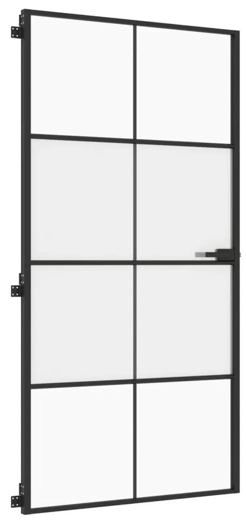 Εσωτερική Πόρτα Μαύρη 102,5x201,5 εκ. Ψημένο Γυαλί &amp; Αλουμίνιο - Μαύρο