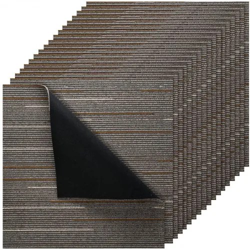 VEVOR Carpet Tiles Reusable 610x610 mm, 24 PCS Modular Carpet Square Rug, Commercial Floor Soft Padded for Seamless Cover 8.9㎡, Easy DIY Replacement for Living Room Bedroom Office Indoor, Dark Brown