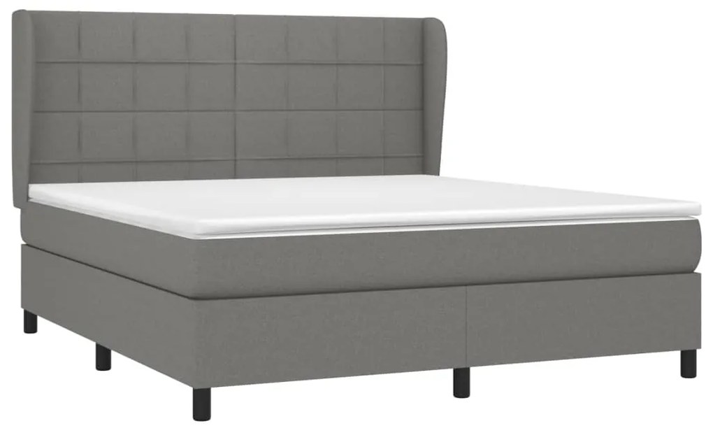 vidaXL Κρεβάτι Boxspring με Στρώμα Σκούρο Γκρι 160x200 εκ Υφασμάτινο